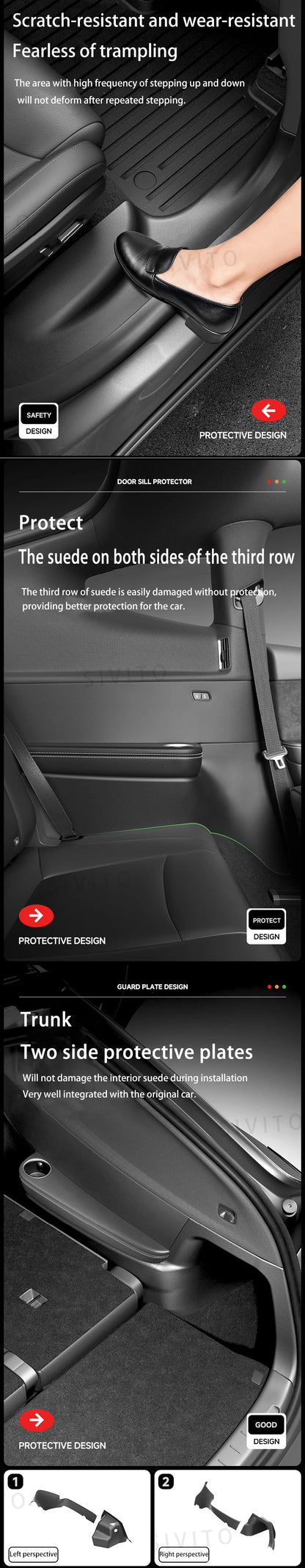 For Tesla Model YL Launch 2026 TPE Front Rear Door Sill Protector Threshold Strip Anti-kick Guard Panel Interior Decoration Set