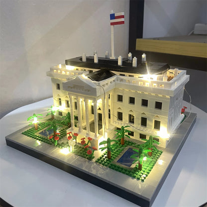Knew Built Micro Mini Building Block with USB LED Light, White House Toy, Architecture Model, Ideal Decorative Piece Home Office