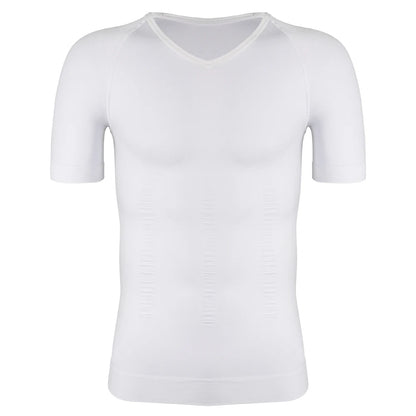 Men Gynecomastia Compression Shirts Shapewear Tummy Control Body Shaper Undershirt V-Neck Workout Baselayer T-Shirt