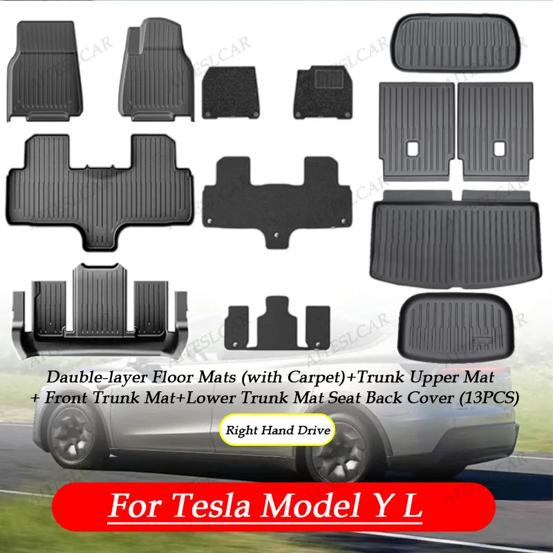 For Tesla Model Y L Launch 2026  Juniper 2025+ TPE Car Floor Mats  pedals Luggage Trunk Mat Set Four Seasons Waterproof Anti-s