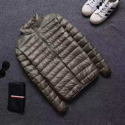 Lightweight Casual Hooded down Jacket Short Pure Color Men's Cotton Coat Warm Stylish Slim Fit Regular Length Spring Season