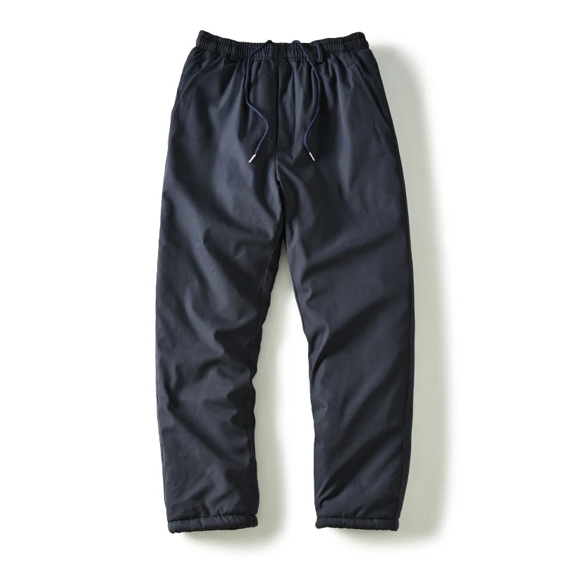 Men's Winter Thickened Cotton Thermal Pants Casual Straight Leg Windproof Water-Resistant Long Trousers Fashionable Youthwear