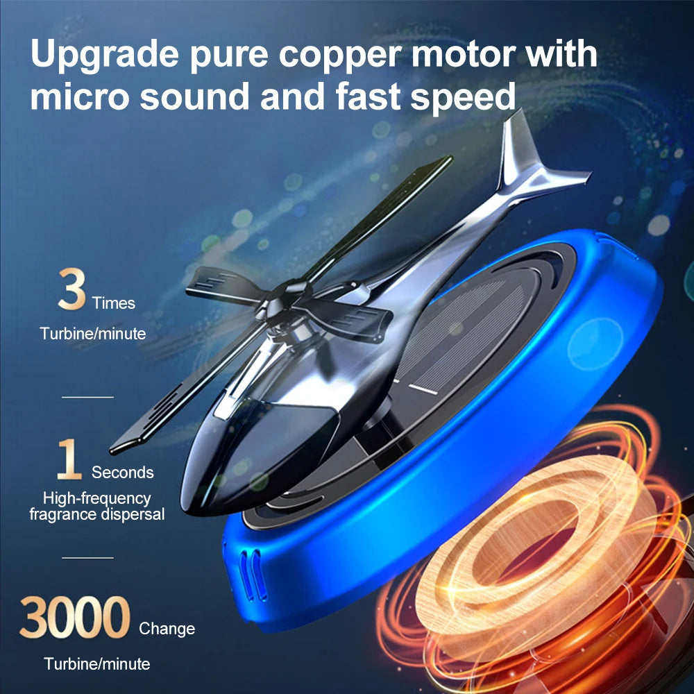 Solar Rotating Helicopter Aromatherapy Car Air Freshener Alloy + Abs Wooden Aromatherapy Machine Car Aromatherapy Aircraft