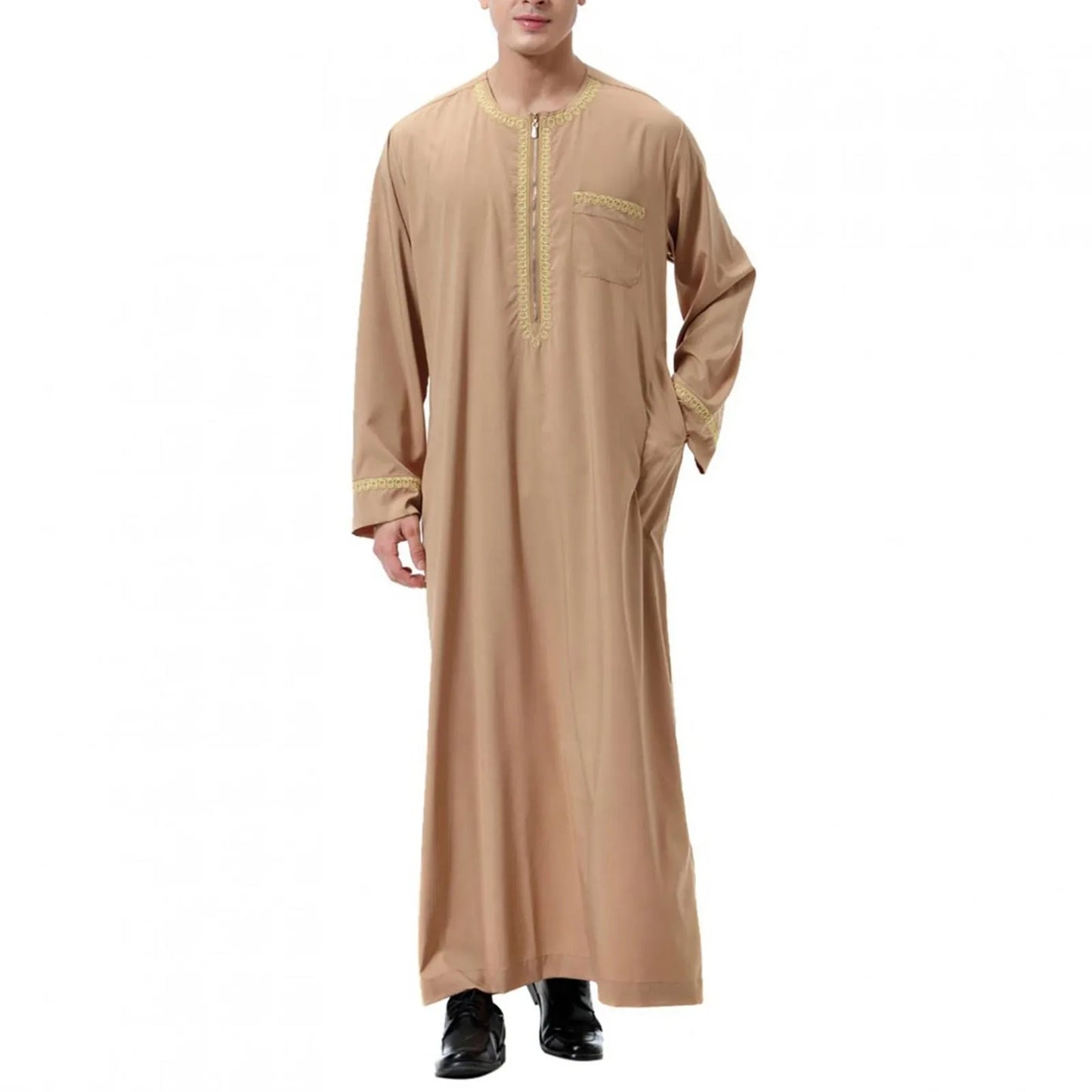 Muslim Fashion Men Jubba Thobes Arabic Pakistan Dubai Kaftan Abaya Robes Islamic Clothing Saudi Arabia Black Long Blouse Dress