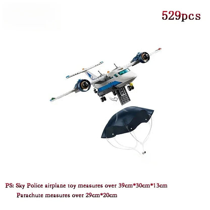 Compatible MOC Sets City Series Building Blocks Sky Police Air Base  Control Tower parachute Model Assembly Toy Gifts 60210