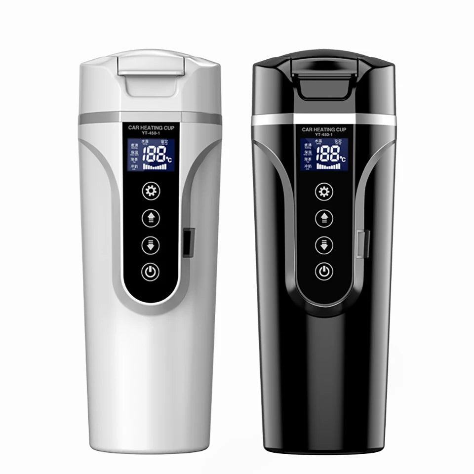 R31 450ml Car Heating Cup 12v/24v Portable Electric Kettle Smart Touch Screen Thermal Mug Temperature Adjustable Car Heating Mug