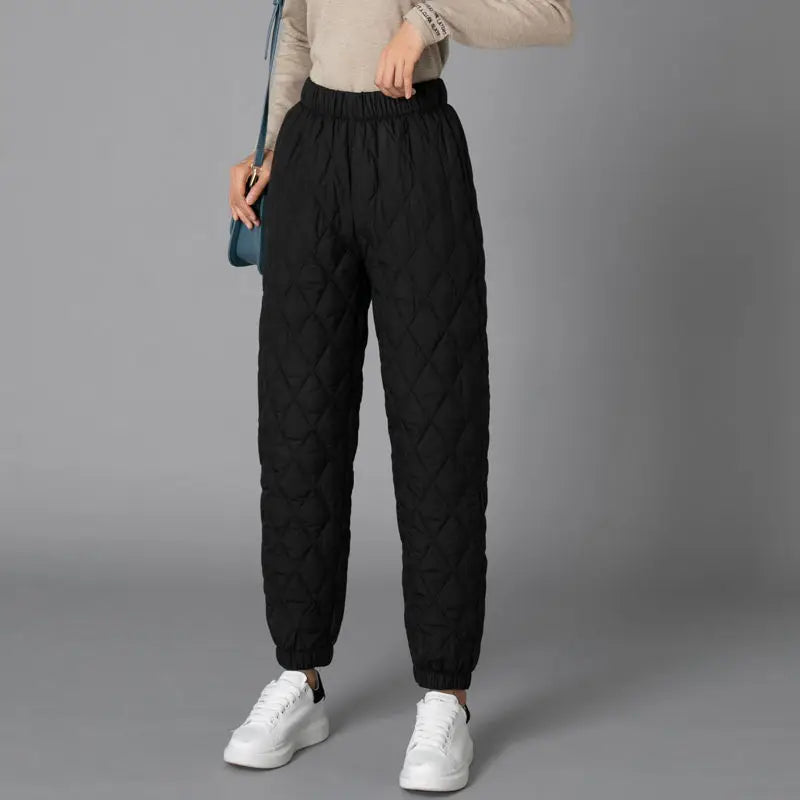 2025Women Winter Down Cotton Pants Large Size Thicked Thermal Quilted Cotton Trousers Middle Aged Elderly Mama Warm Pants M-3XL