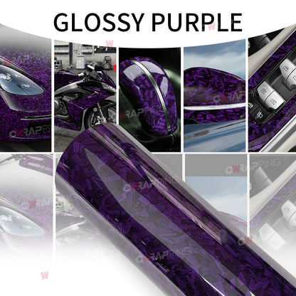 145x200cm Forged Carbon Fiber Purple Car Vinyl Wrap Waterproof Self-Adhesive Film for Hood Roof PPF Vinyl Car Body Covering Film