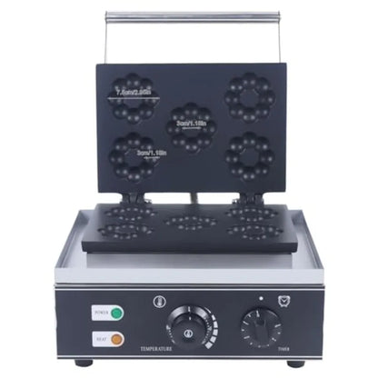 Commercial 1500W 5-Hole Plum Flower Waffle Iron Donut Maker Non-Stick Double-Sided Electric Machine for Breakfast Lunch Snacks