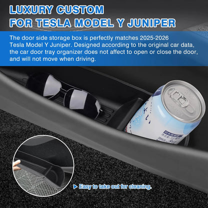 New Door Side Storage Box Front Rear Door Handle Armrest Tray Organizer for 2026 2025 Tesla Model Y Juniper Model 3 Model YL Y L