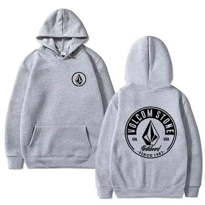 Volcom Stone Double Print Autumn Winter Warm Cotton street style Men's Fleece Hoodie Outdoor Commuter Men's Top High Elastic tos