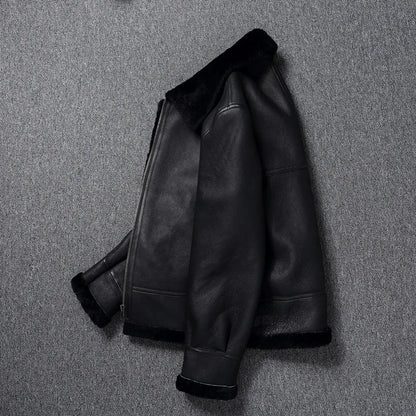 Genuine Leather Jacket Winter Large Mens Clothing Natural Sheepskin Fur Coats Black Bomber Jacket Jaqueta Masculina