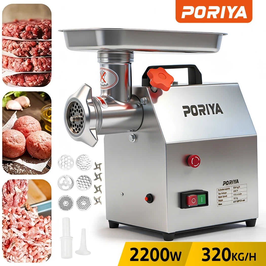 2200W 320KG/H Commercial Meat Grinder Mincer Sausage Filler Industrial Electric