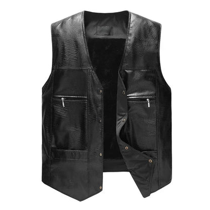 Hot Sale Mens PU Leather Vest Thick Warm Male Overcoat Plus Size safety biker Vests Outwear Fashion Waistcoat tactical vest