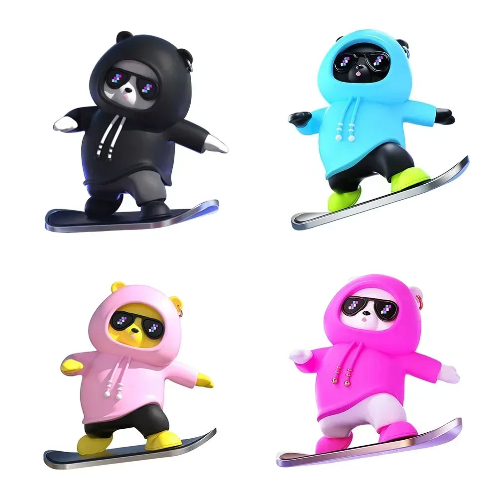 2024 New Dashboard Car Ornaments Skateboard Bear Sliding Bear Creative Car Cartoon Interior Decoration Interior Accessories