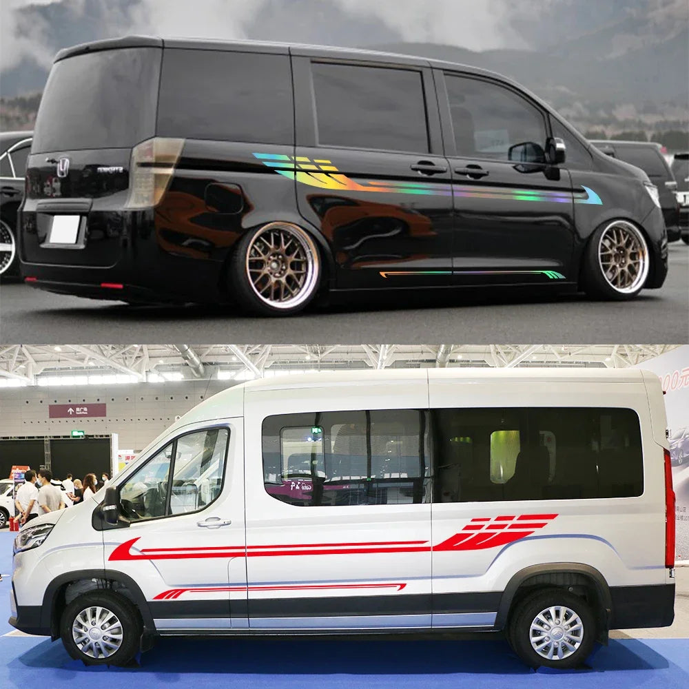 Car Body Side Stickers for Camper RV Van Motorhome Caravan Racing Sport Stripes Vinyl Decal Decoration Auto Tuning Accessories