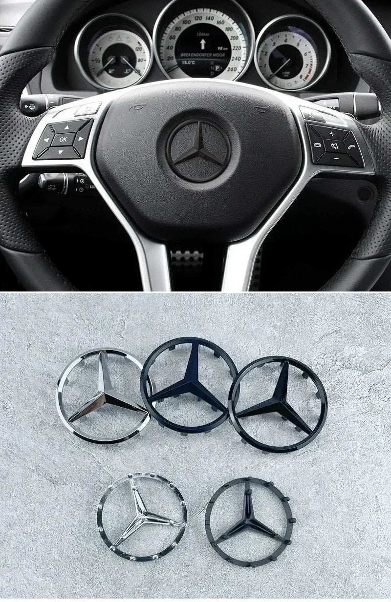 1pcs 52mm 57mm Car Steering Wheel Badge Emblem Sticker Mercedes Benz Amg W204 W205 W212 W213 W221 W177 W246 GLA GLC CLA A AAXXZZ