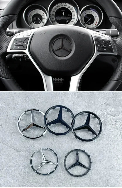 1pcs 52mm 57mm Car Steering Wheel Badge Emblem Sticker Mercedes Benz Amg W204 W205 W212 W213 W221 W177 W246 GLA GLC CLA A AAXXZZ