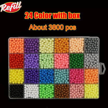 Non-Iron Magic Fuse Beads Kit 5mm 24 Colors 6000 Beads Creative Refill Set DIY Art Crafts Toys for Kids Beginners Craft Kit