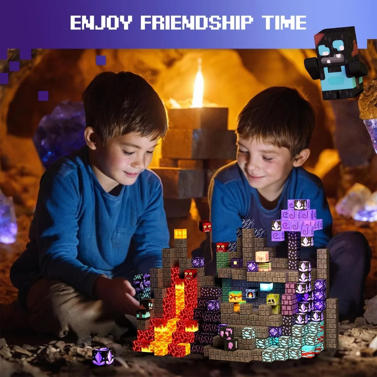 Magnetic Building Blocks Mine World Magnet The End Ender Head Forest Cabin Cubes Set STEM Sensory Brick Cube Toys Children Gift