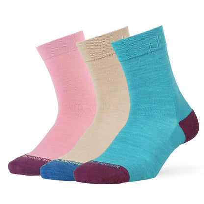 ZEALWOOD 3 Pairs Lifestyle Series Merino Wool Running Socks Men Women Crew Anti-blister Cushion Athletic Sock Ultra-Light Tennis