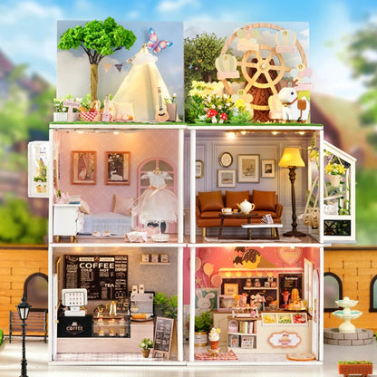 DIY Dollhouses Kit With Furniture Small House Scene Model Miniature Doll House Wooden Assembly Model Toy For Birthday Gifts