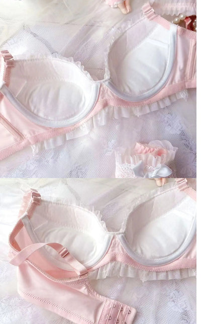 YUQI Sexy Japanese Sweet Bra Set G Cup Large Cup Women's Underwire Heavy Lace Thin Cup Comfort Pure & Sensual Lingerie  push up