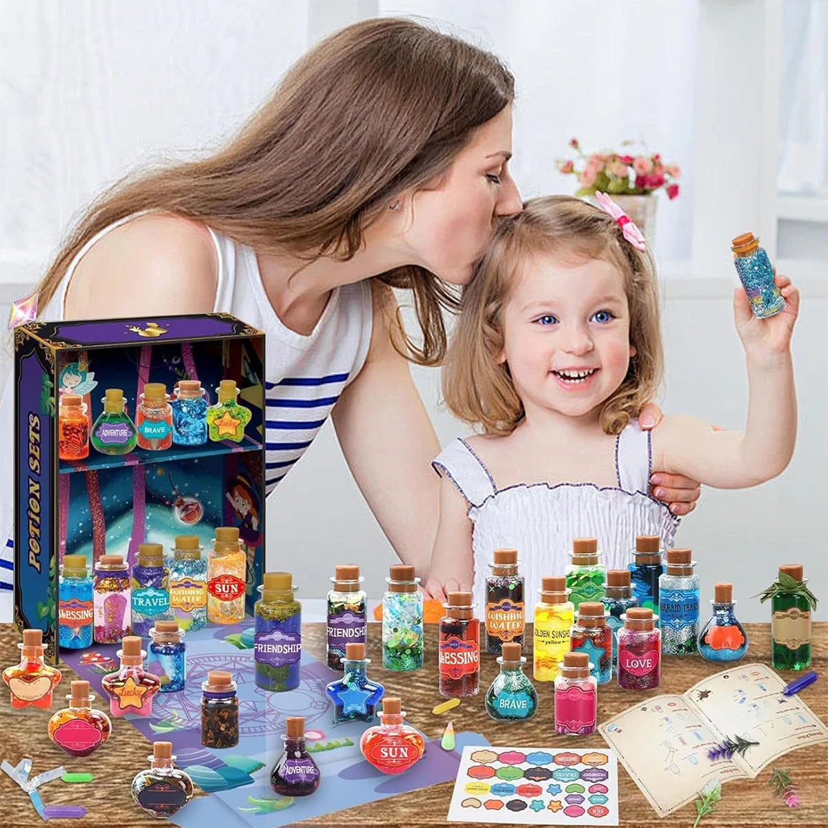 DIY Magic Potion Making Kit - 22 Bottles, Glitter & Decorations, Creative Craft Set for Kids' Magical Play