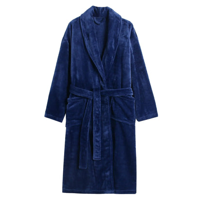ex Thi Coral Fce Robe Long Flannel Pajamas Autumn Winter Home Clothes Air Conditioning Morning Gown Couple Pyjamas
