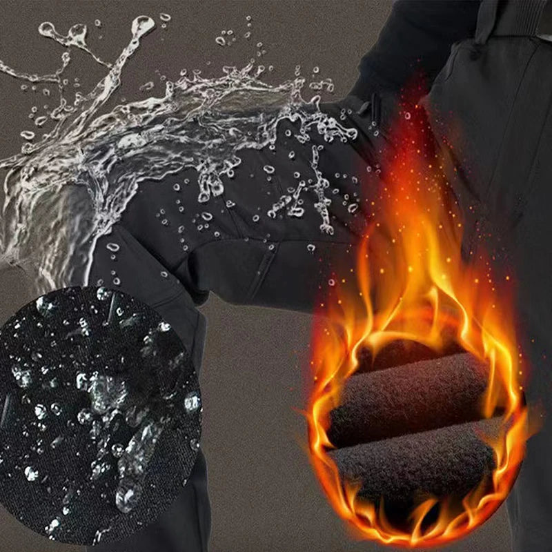 Tactical Military Men Winter Autumn Fleece Waterproof Cargo Pants Hiking Camping Softshell Climbing Casual Warm Combat Trousers