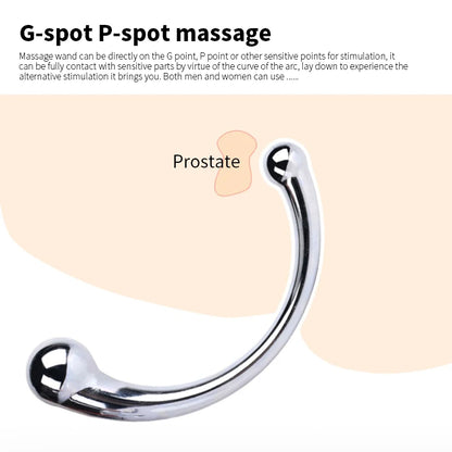 Double Ended Stainless Steel G Spot Wand Prostate Massage Stick Penis P Spot Stimulator Anal Dildo Plug Sex Toys for Men Women