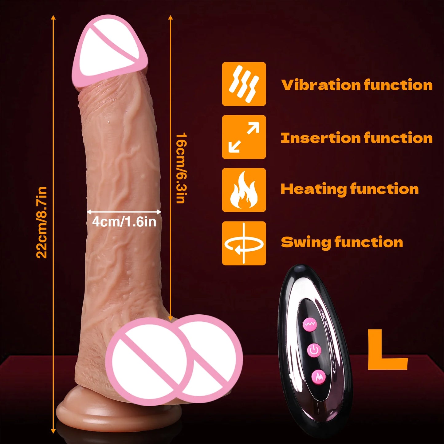 Realistic Dildo Telescopic Penis Vibrator Sex Toys Heating For Women Masturbation Sexy Adult Penetration Anal Thrusting Dildos
