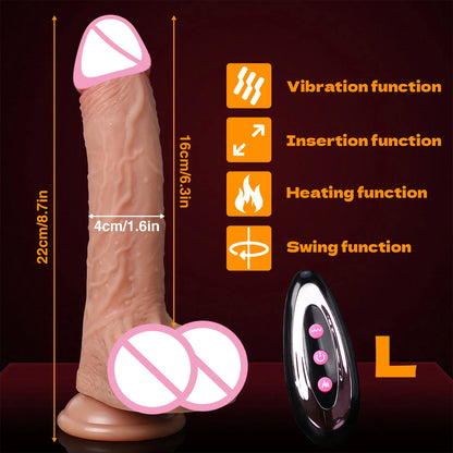 Realistic Dildo Telescopic Penis Vibrator Sex Toys Heating For Women Masturbation Sexy Adult Penetration Anal Thrusting Dildos