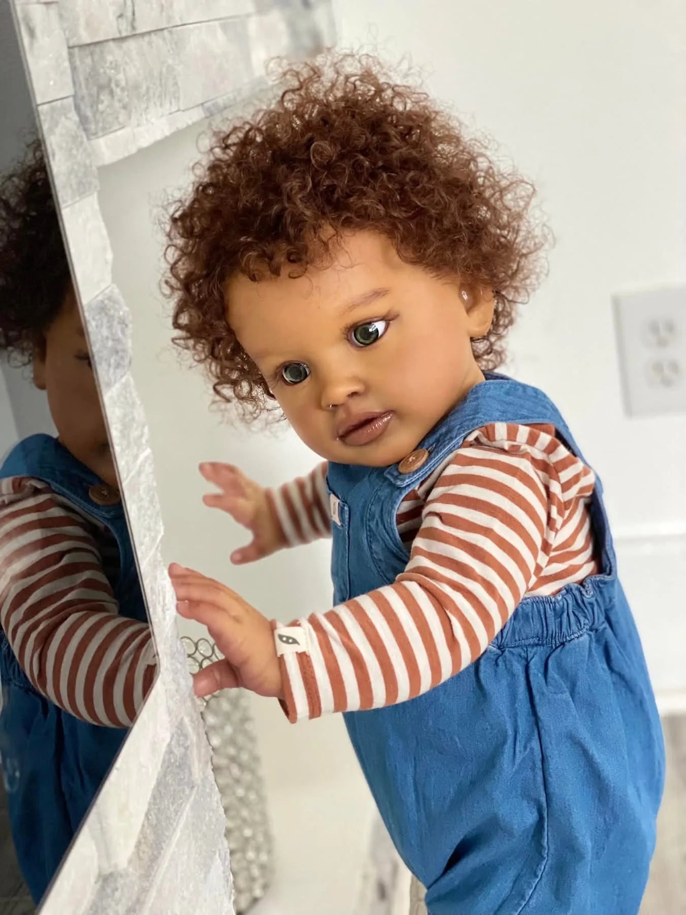 NPK 28-inch Pippa Reborn Doll Toddler Lifelike Soft Touch Dark Skin Already Painted Finished Huge Baby Size Collectible Toy