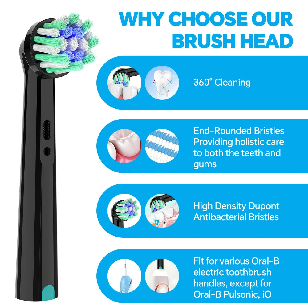 Compatible with Oral B Electric Toothbrush Cross Action Replacement Brush Heads Refills, Toothbrush Head for OralB 1000 100 1500