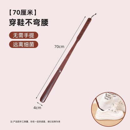 Long Handle Wooden Shoe Horn Natural Wood No Bend Waist Shoe Scraper Household Essential for Pregnant Women Shoe Insertion Tool