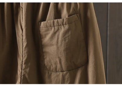 Retro  Color Cotton Filled Casual Loose Harem Pants Small Footed Trousers Winter Outerwear for Women plus Size