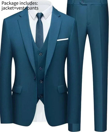 Elegant Men Suit For Wedding 3 Pieces 2 Sets Jackets Vest Pants Blazers Full Fashion Slim Fit Coats 2025 Formal Classic Costume