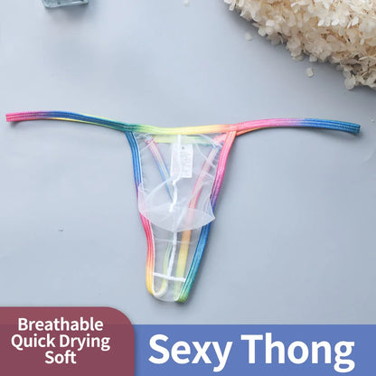 Men's Mesh Thong  Breathable Quick Dry Soft Underwear, Lightweight Comfortable Loungewear for Daily Casual Relaxation