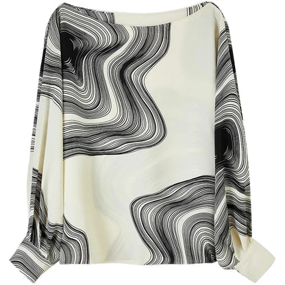 SENTUBILA Printing Chiffon Blouse For Women 2026 Spring Autumn Vintage Elegant Loose Long Sleeve Tops Woman Clothing 133V50742