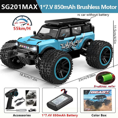 1:20 4WD RC Car 55KM/H With LED Professional Off-Road Racing Brushless 2.4G Remote Control Cars High Speed Drift Monster Truck
