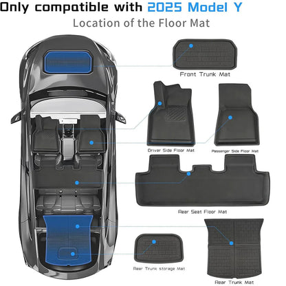 XPE Floor Mats Cargo Liner for Tesla Model Y Juniper / Launch 2025 2026 All Weather Anti Slip Waterproof Floor Liner Boot Mats