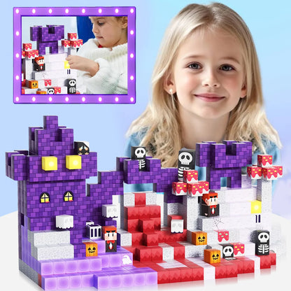 Halloween Day Theme Magnetic Building Blocks, Magnet Cubes, Magnetic Toys, Perfect Birthday Christmas Halloween Gifts