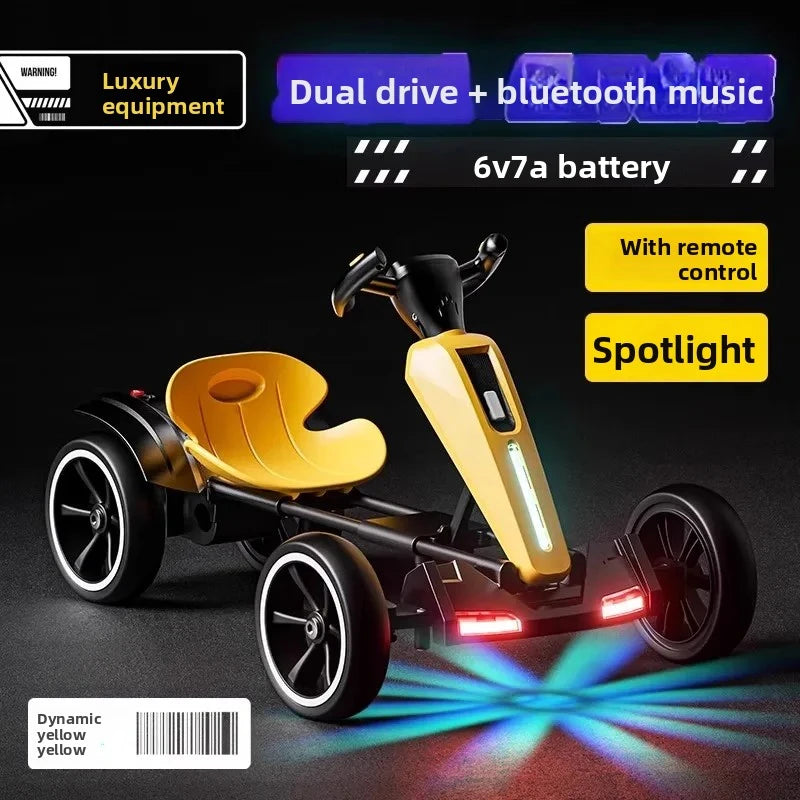 N‌ew Foldable Portable Kids Electric Go-Kart with 390 Motor Cool LED Lights No Assembly Outdoor Off-Road Toy Car for Boys/Girls