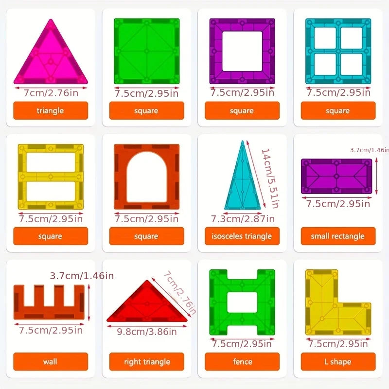 Magnetic Building Blocks Set Magnetic Tiles Magnet Sheet Construction Building Puzzle Boys Girls Children Montessori Toys Gifts