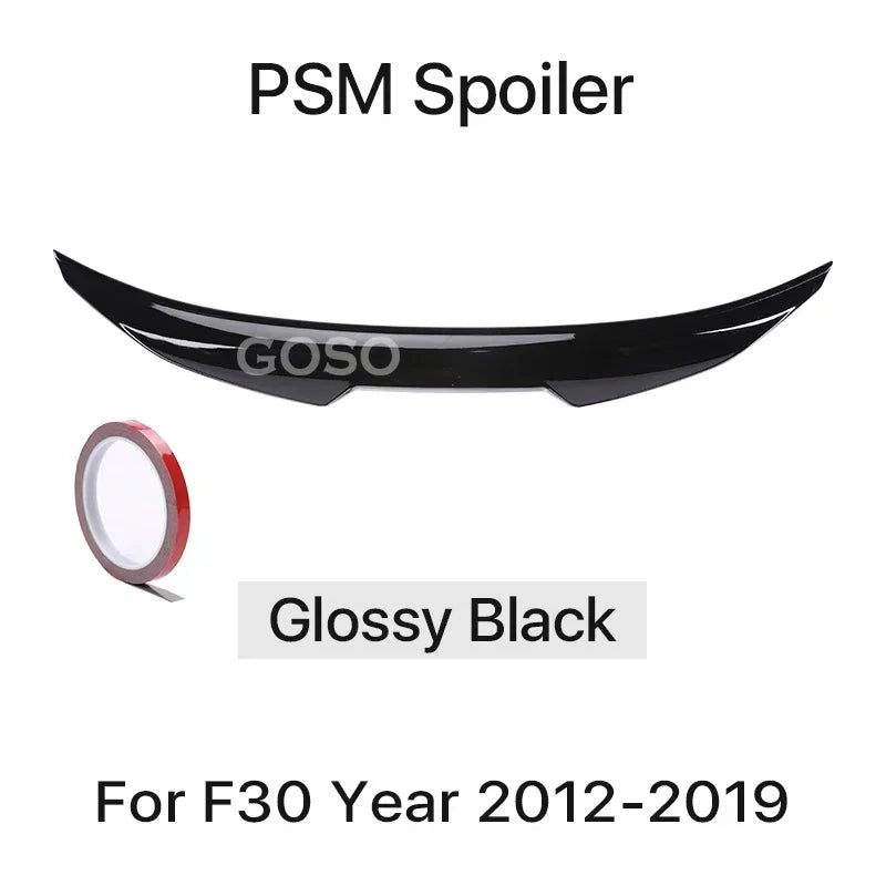 Carbon Fiber Rear Bumper Lip Trunk Wing MP M4 PSM Style Roof Spoiler Kit For BMW 3 Series F30 F31 F35 2012-2019 Gloss Black