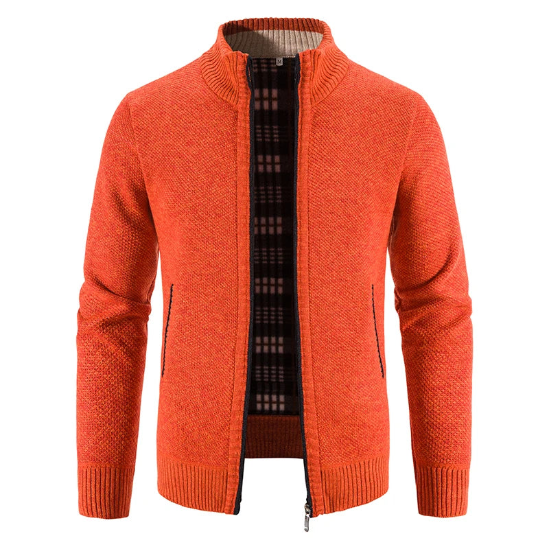 Men Sweater Jacket Winter Autumn Cold Coat Fleece Zipper Cardigan Soft Jumpers Turtleneck Warm Y2K High Quality Outerwear