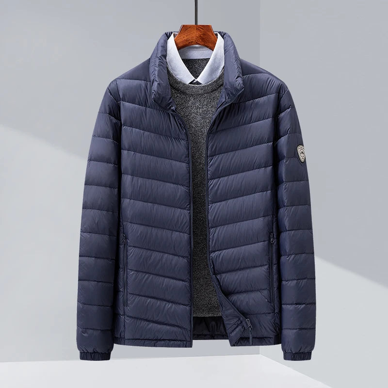 90 white duck down men's light and warm down jacket with a stand-up collar, fashionable and versatile autumn and winter coat