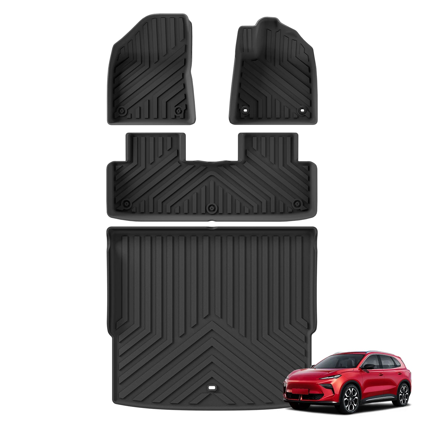 LUCKEASY Right Drive for MG S5 EV RHD 2024-2026 Car Floor Mats Trunk Pad TPE 3D Foot Pad All Weather Auto Accessories Black