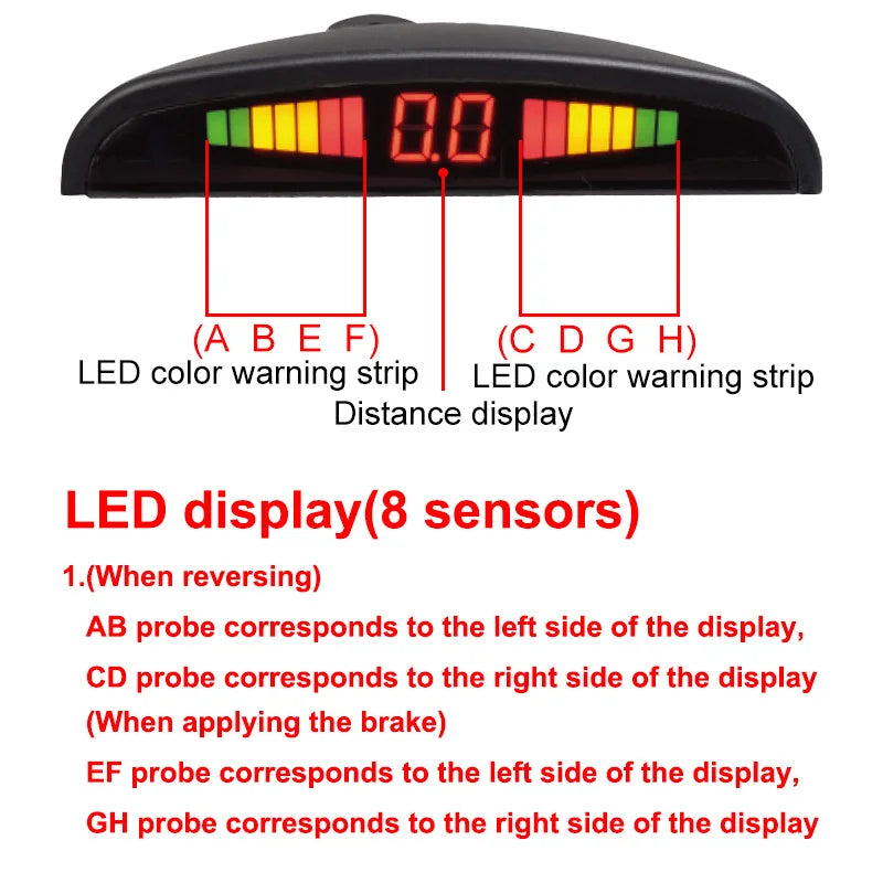 Multi-radar LED Display Parking Sensor Kit 6/8 Probe Backup Radar Detector 12 Colors Car Parking Assistance System